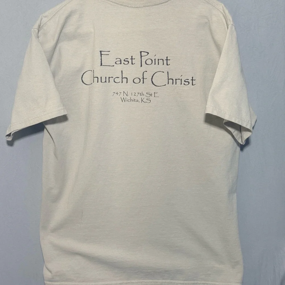 Gildan Beige Jesus King of Kings Lion of Judah T-Shirt 100% Cotton Vintage Y2K - Picture 2 of 8